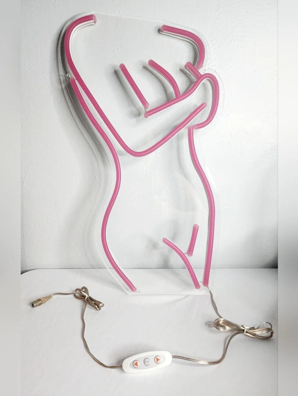 Pink LED Neon Sign Female Body Silhouette Wall Art